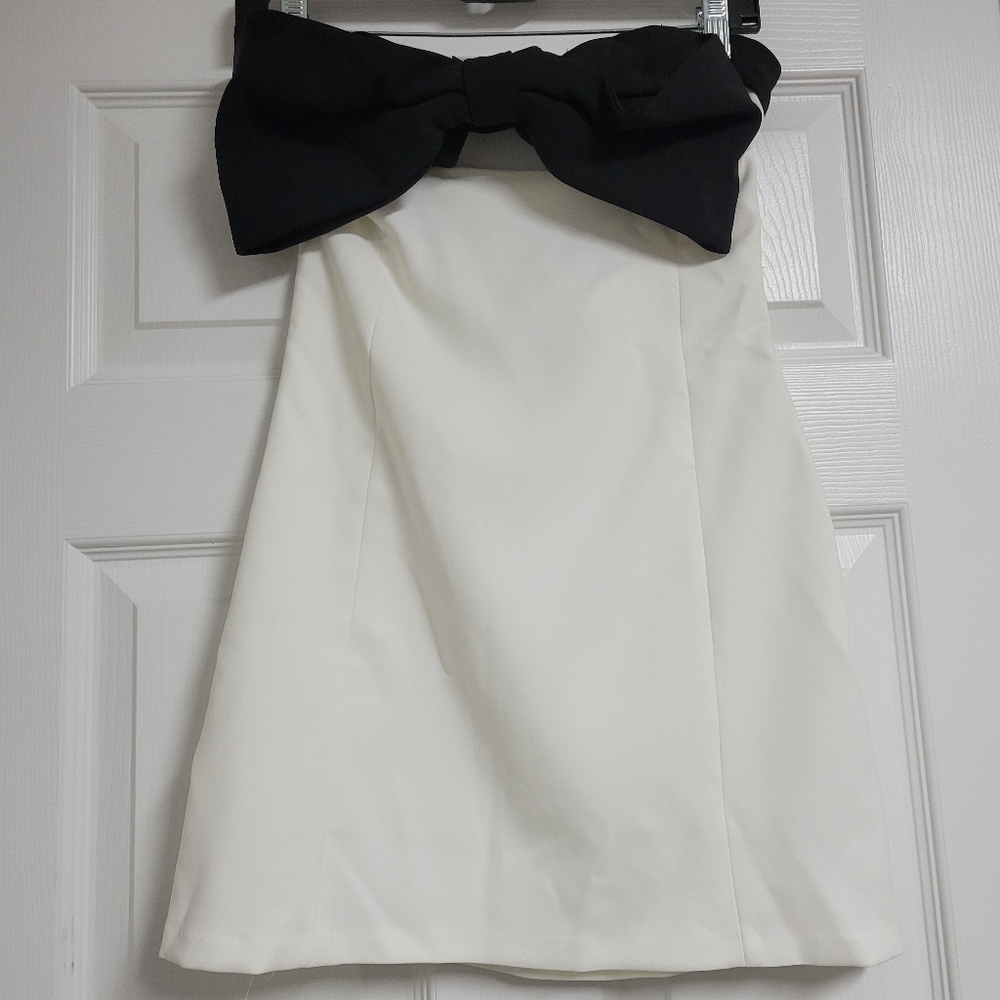Zara NWT Bloggers Fave Strapless Bow Mini Dress Size Medium. - Picture 5 of 10